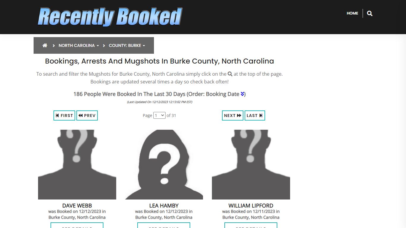 Bookings, Arrests and Mugshots in Burke County, North Carolina